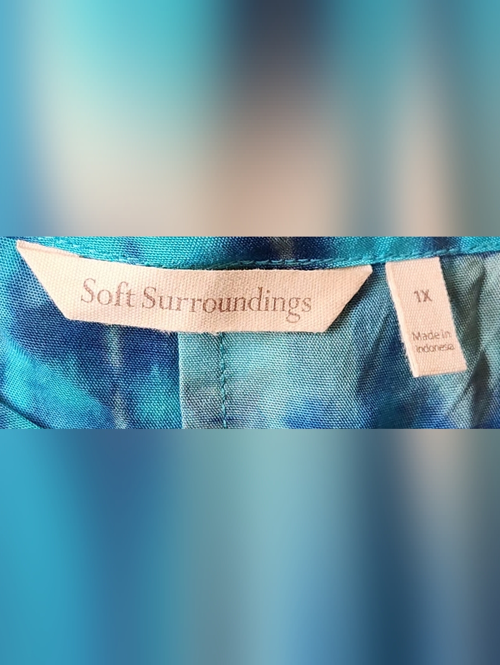 Soft Surroundings Turquoise and Navy Tie-Dye Midi/maxiDress Size 1x - Picture 5 of 7